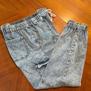 SO Enzyme-Washed Blue Cargo Joggers